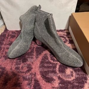 JustFab Sparkling Silver Ankle Booties